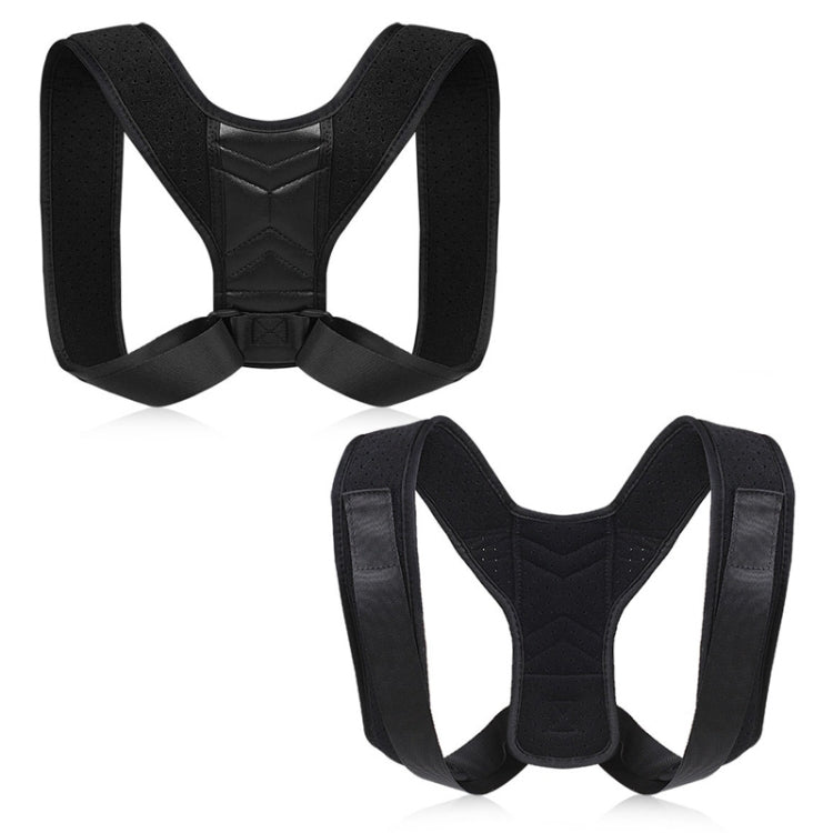 Black posture correction belt with adjustable shoulder straps and front closure