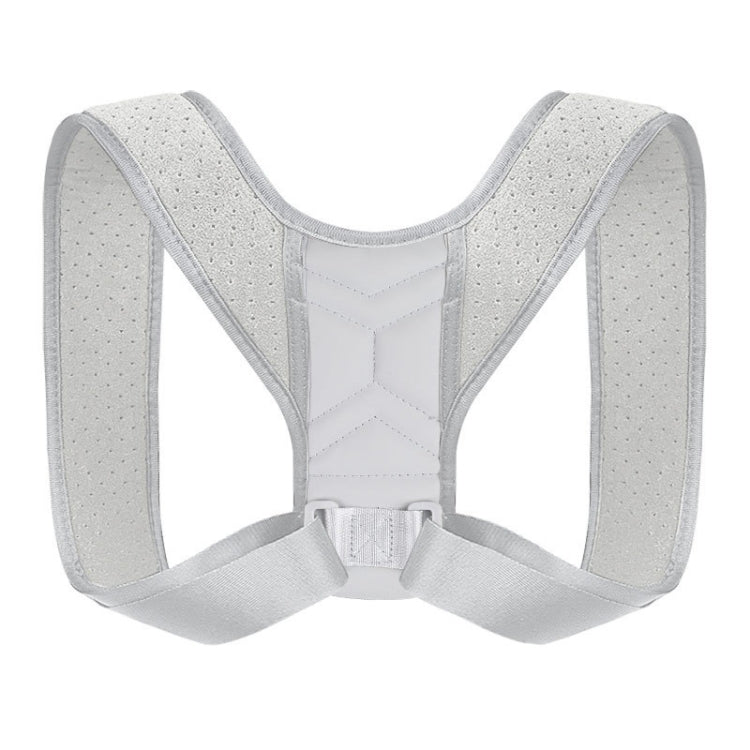 Light gray posture correction belt with adjustable back straps and front closure