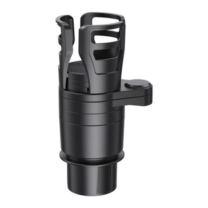 Retractable rotating car cup holder with dual slots, black finish