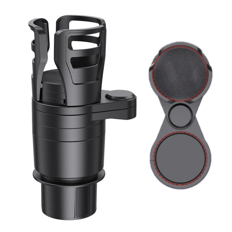 Car cup holder base with included circular pads and small accessory piece, black
