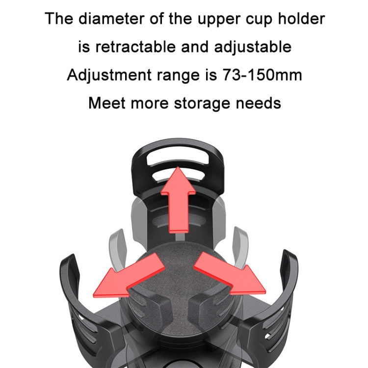 Retractable upper cup holder with adjustable diameter, black base and foam insert