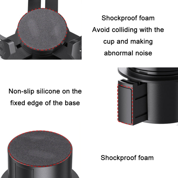 Cup holder with non-slip silicone edge and shockproof foam pads, black