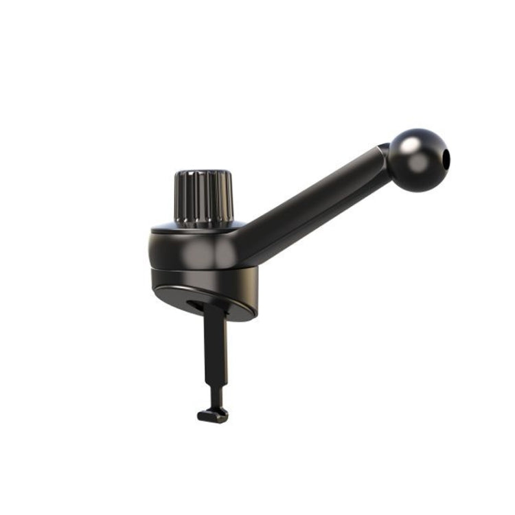 Black car center console phone bracket with adjustable metal hook and suction mount