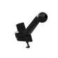 Black center console phone bracket with rounded knob arm and clip base