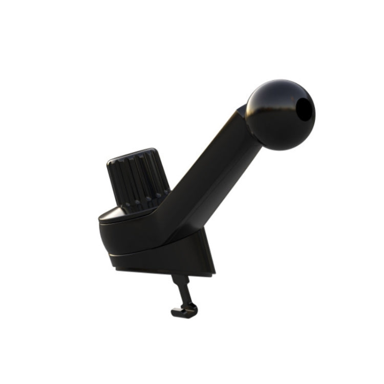 Black center console phone bracket with rounded knob arm and clip base