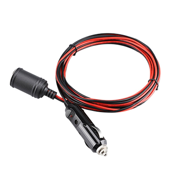 Car cigarette lighter extension cable with black socket plug and red/black cable