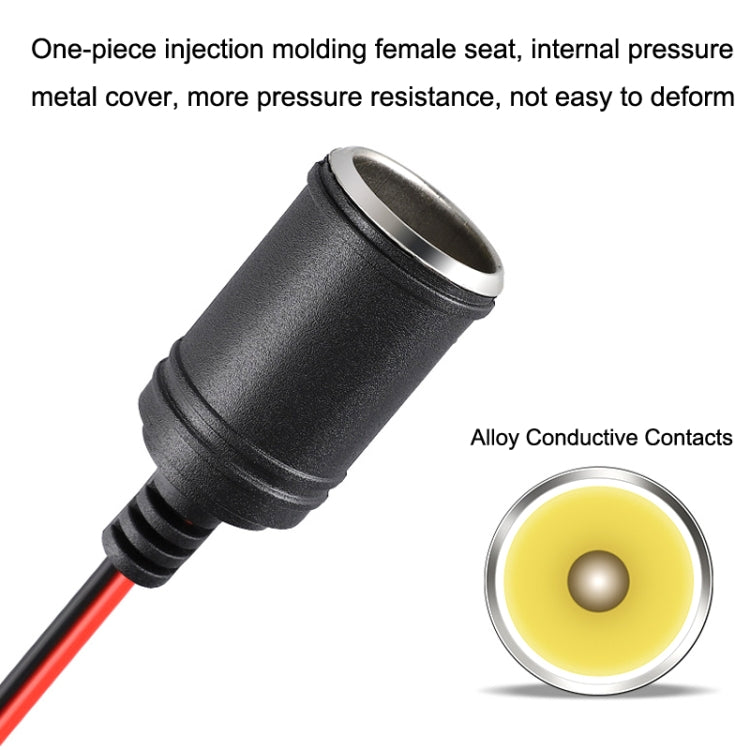 Female car cigarette lighter socket with black housing and alloy conductive contacts