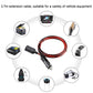 3.7 m car cigarette lighter extension cable with black plug and looped red/black wire
