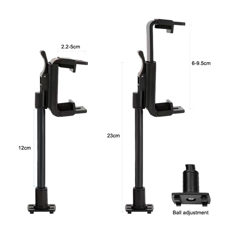Adjustable car rearview mirror phone bracket with measured sizing and ball joint