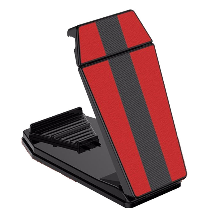 Red-striped mobile phone/tablet car holder stand with suction base and black frame
