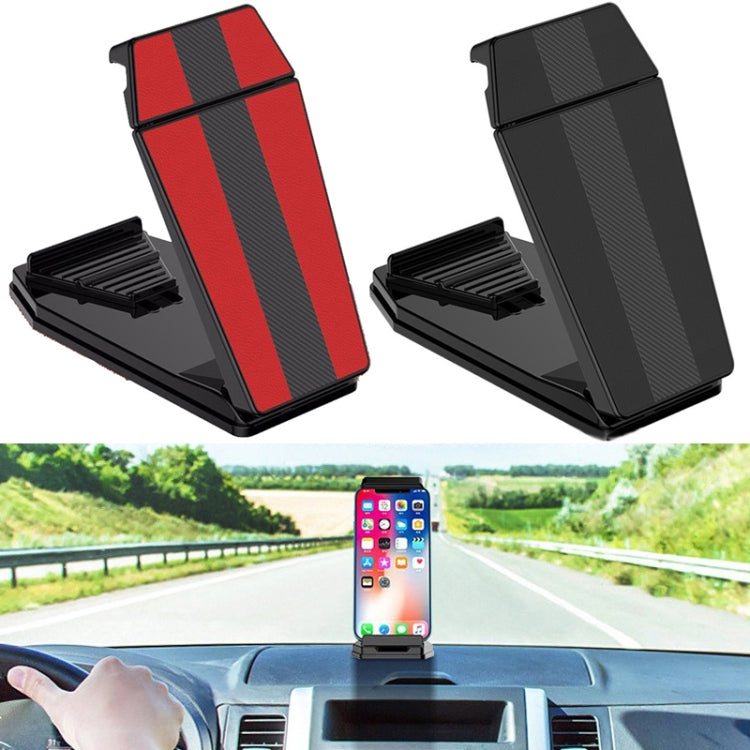 Pair of car phone/tablet holders with red and black striped panels, suction bases