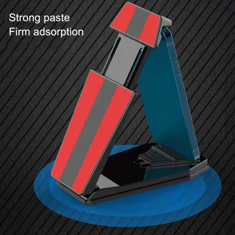 Red-and-black striped car phone holder with cradle and suction base, angled view
