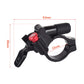 Black bicycle front fork wire controller with red switch, 63mm overall length