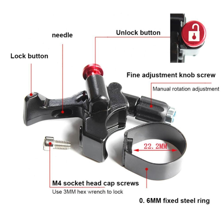 Black bicycle front fork wire controller with red lock button and fine adjustment knob