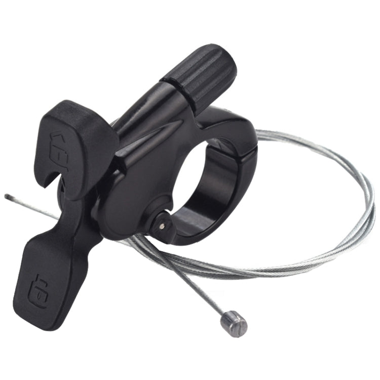Black handlebar-style bicycle wire controller with lever grips and cable