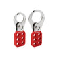 Pair of chrome steel safety hasp locks with red six-hole bases and shackles