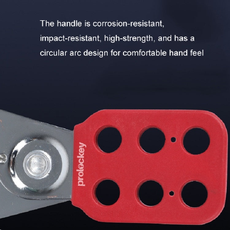 Red six-hole lock body with chrome shackle and mounting pin
