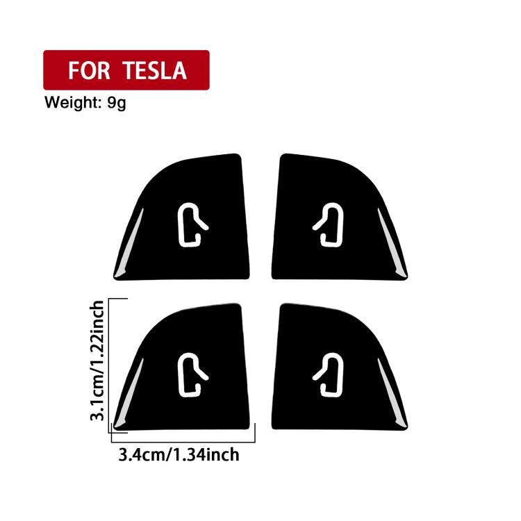 Set of 4 black window switch stickers for Tesla with white button-arrow icons