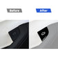Window switch sticker applied: black cover with white icon, before and after comparison