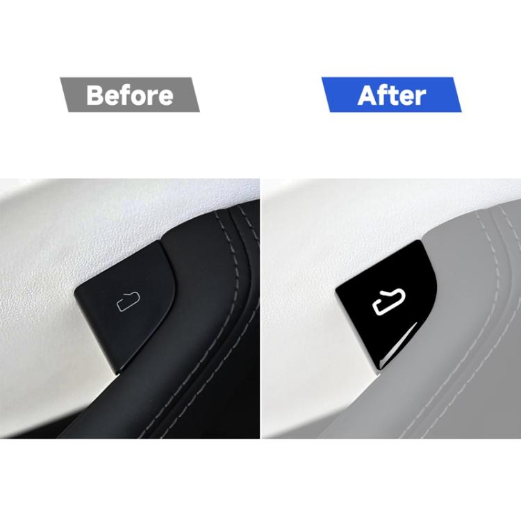 Window switch sticker applied: black cover with white icon, before and after comparison