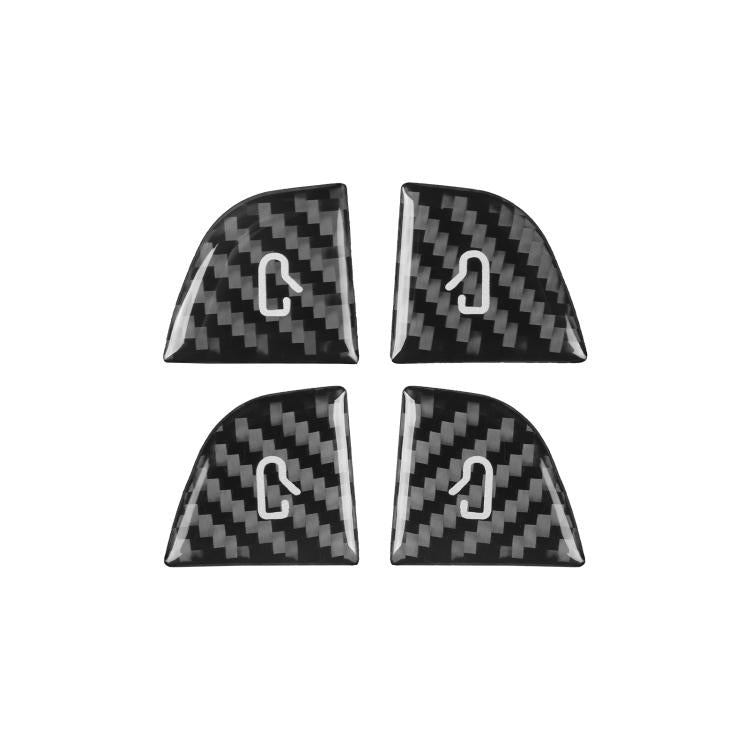 Set of 4 carbon-fiber style window switch stickers with white button-arrow icons