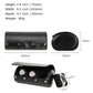 Black leather watch storage box with metal snaps and round end strap pouch