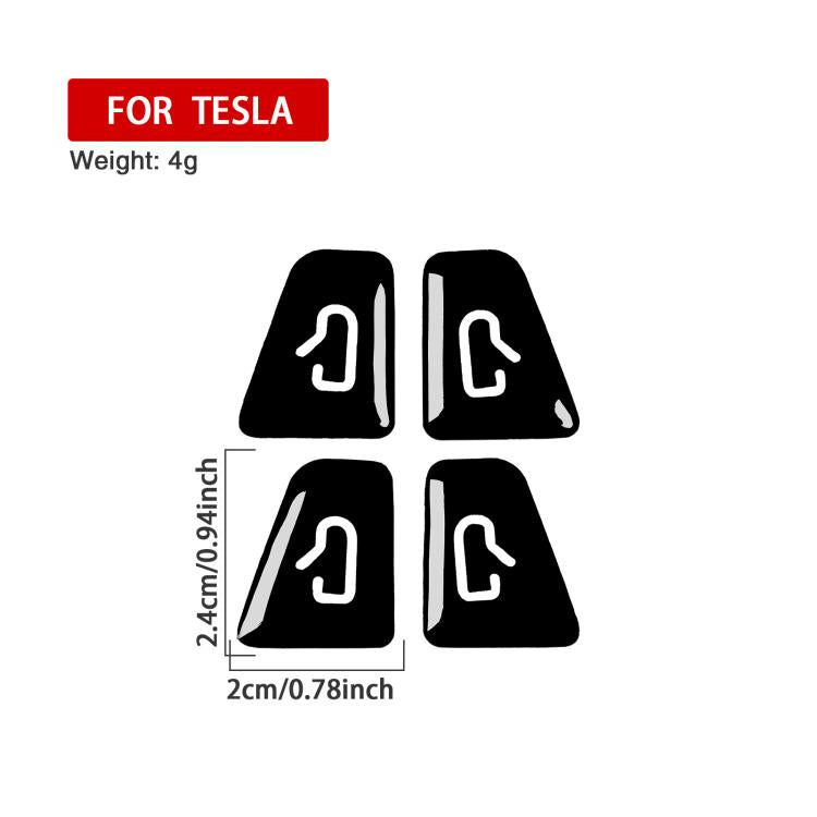 Car window switch sticker set, black, 4 pieces with white unlock icon