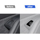 Car window switch sticker, black with white unlock icon installed on door panel