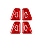 Car window switch sticker set, red, 4 pieces with white unlock icon