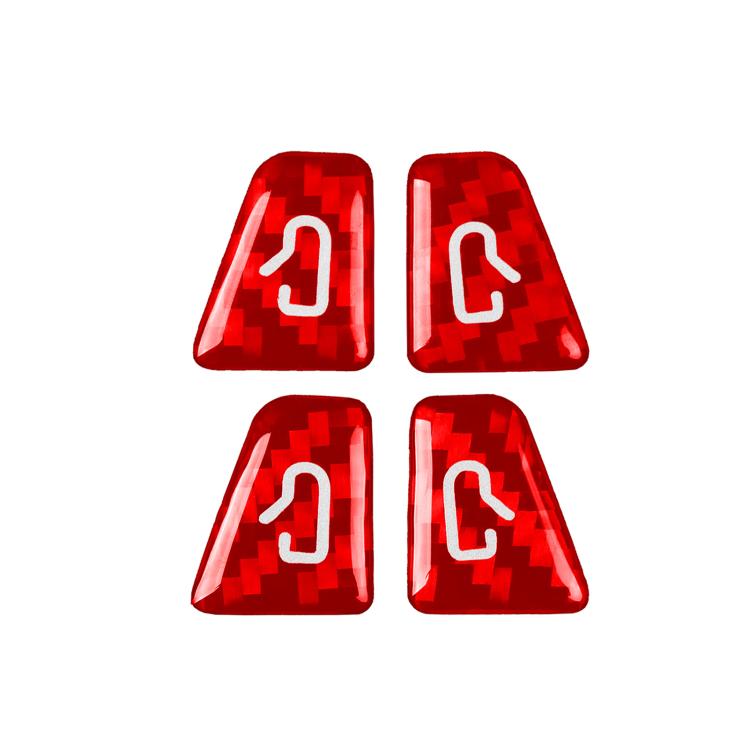 Car window switch sticker set, red, 4 pieces with white unlock icon