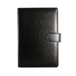 PU leather thick notebook cover, black, with grey strap clasp tab