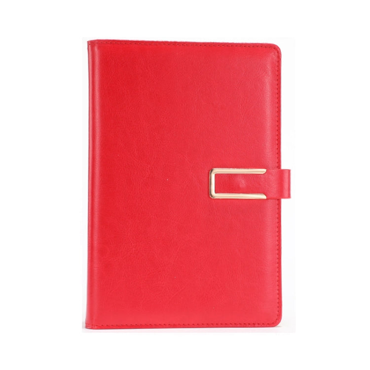 PU leather thick notebook cover, red, with metal buckle strap closure