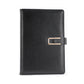 PU leather thick notebook cover, black, with metal buckle strap closure