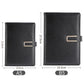 Black PU leather A5 and B5 notebook covers with metal buckle closures