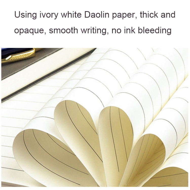 Inside pages of PU leather notebook with lined ivory paper