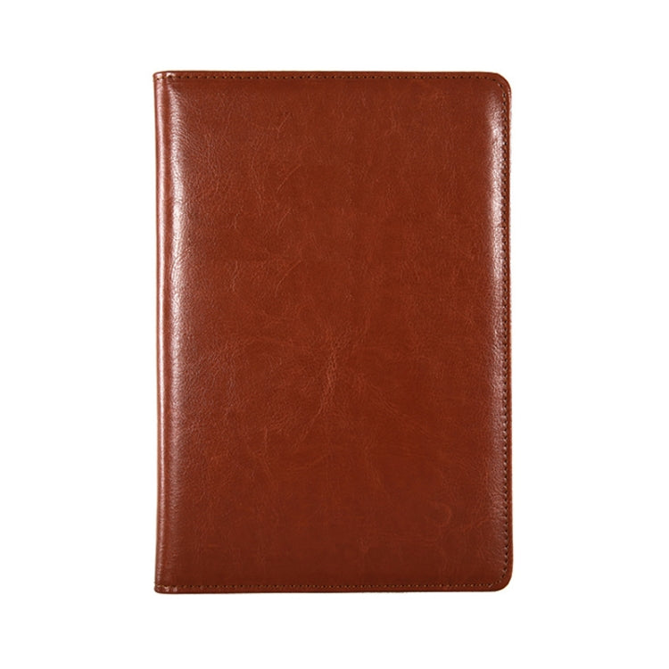 Brown PU leather notebook cover with stitched edges