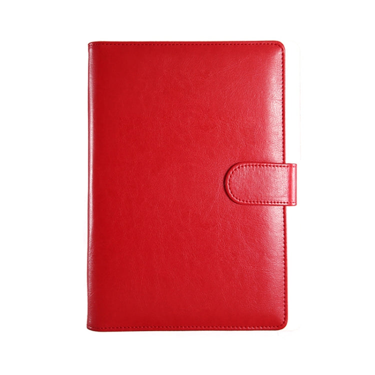 Red PU leather notebook cover with wrap strap closure