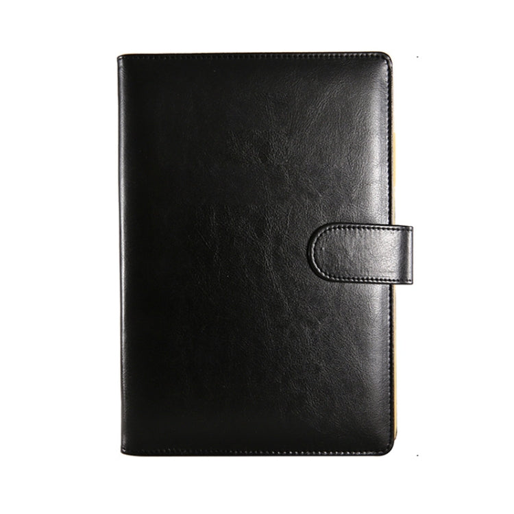 Black PU leather notebook cover with wrap strap closure