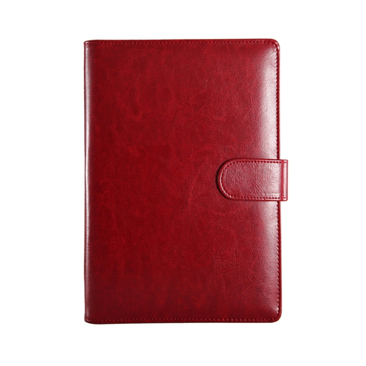 Red PU leather notebook cover with round strap closure