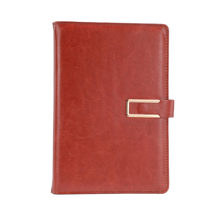 Brown PU leather notebook cover with metal buckle closure