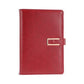 Red PU leather notebook cover with metal buckle closure