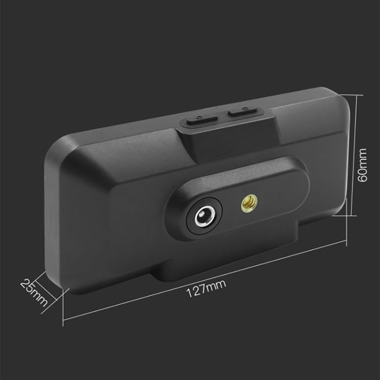 HUD power interface with mounting area and DC connector on dark gray housing