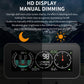 Car HUD unit showing HD display with night brightness dimming and speed, compass, voltage