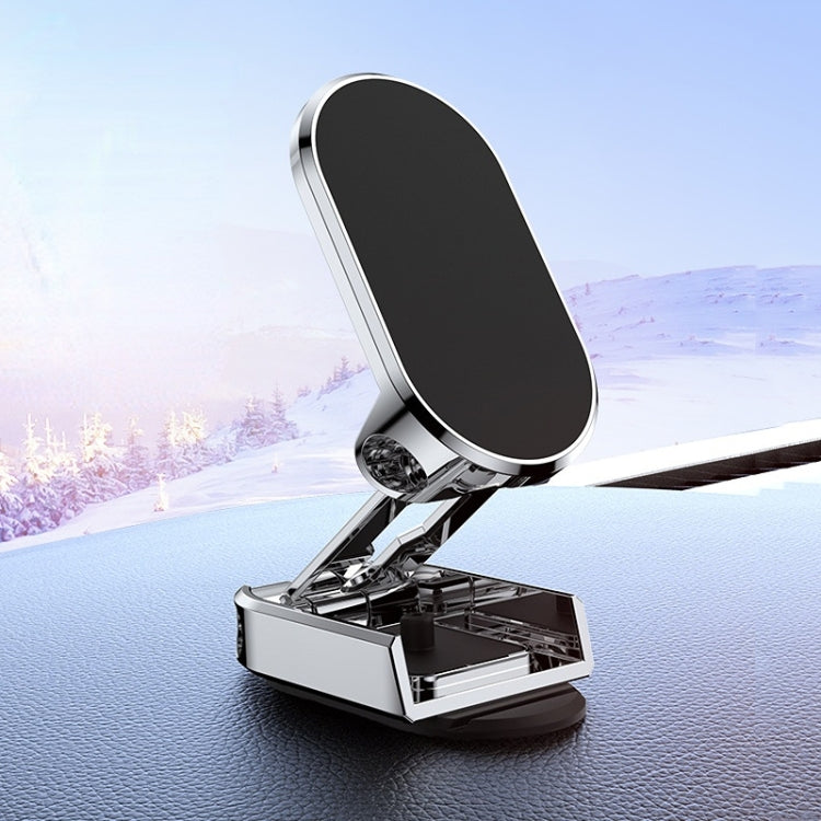 Foldable magnetic navigation phone bracket, black oval mount with open base tray