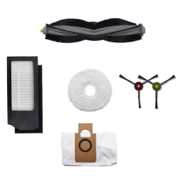 Robot vacuum accessory set with main brush, filter, mop pad, side brushes, dust bag