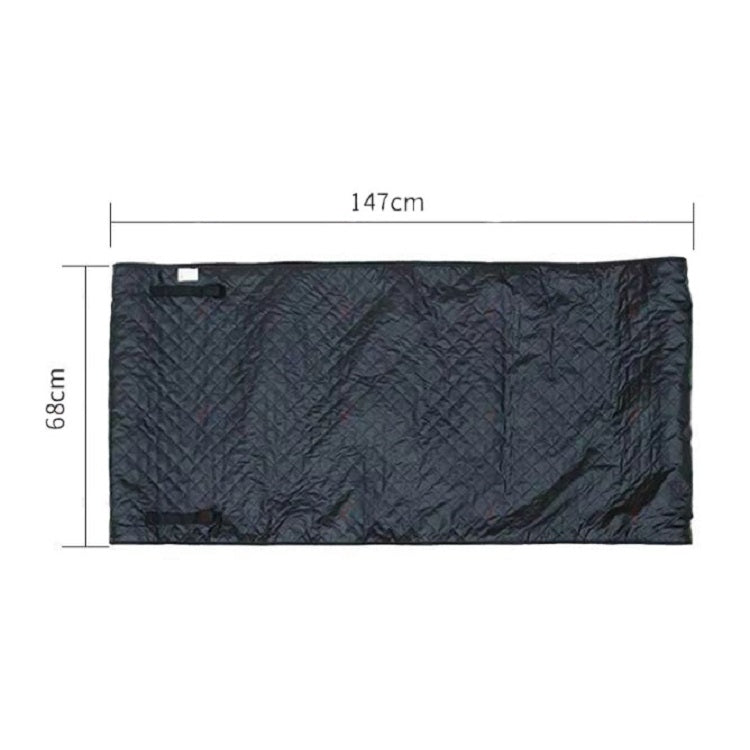 Black reclining repair pad with length and width measurement outline