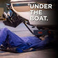 Black reclining repair pad under a person, padded non-slip textured top