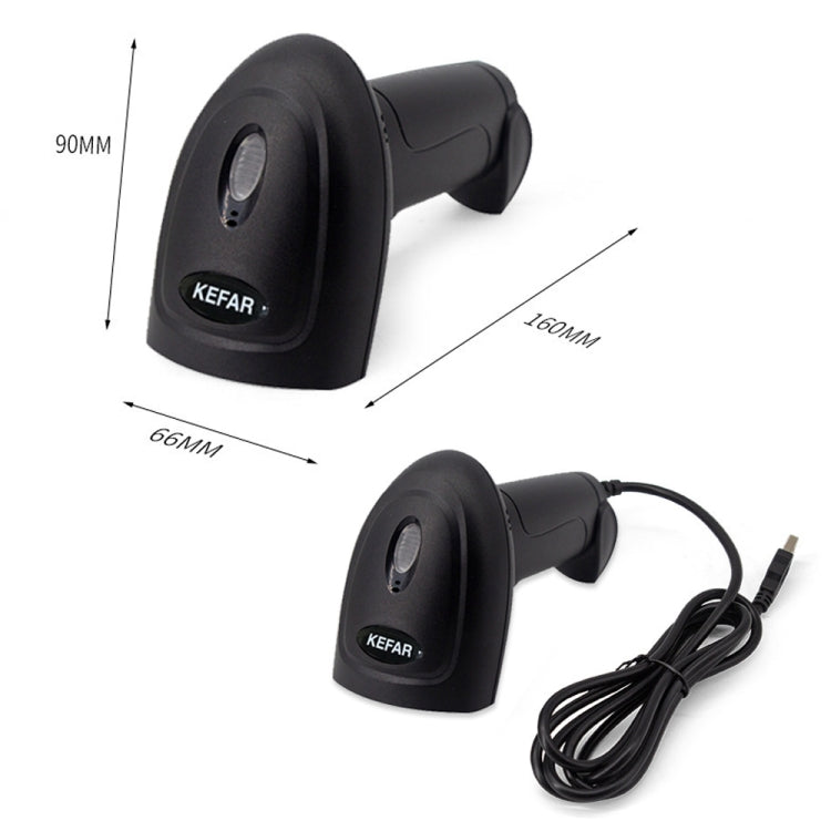 Black wired handheld barcode scanner with scan window and attached cable