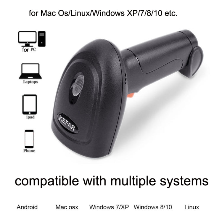 Black handheld barcode scanner with scan window and rear grip