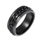 Men's stainless steel turnable chain ring set, black tone, glossy inner band